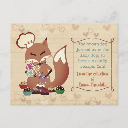 キツネシェフキャンディクックブックレシピカード ポストカード (正面)