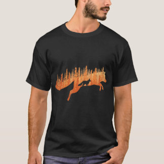 キツネシルエットフォックスフォレストハンター Tシャツ