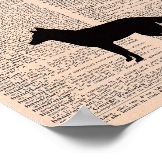 キツネシルエットヴィンテージ辞書子供部屋ウォールアート ポスター (角)