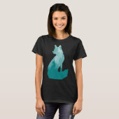 キツネシルエットin森林動物ハンター狩り tシャツ (正面フル)
