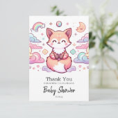キツネシンプルエンチャント赤ちゃんシャワー サンキューカード (スタンド正面)