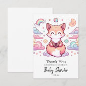 キツネシンプルエンチャント赤ちゃんシャワー サンキューカード (正面/裏面)
