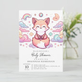 キツネシンプルエンチャント赤ちゃんシャワー 招待状 (スタンド正面)