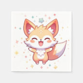 キツネシンプルベビーシャワー スタンダードカクテルナプキン (正面)