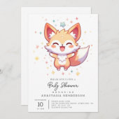 キツネシンプルベビーシャワー 招待状 (正面/裏面)