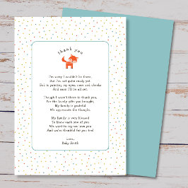 キツネシンプルリトル感謝の手紙と詩 サンキューカード