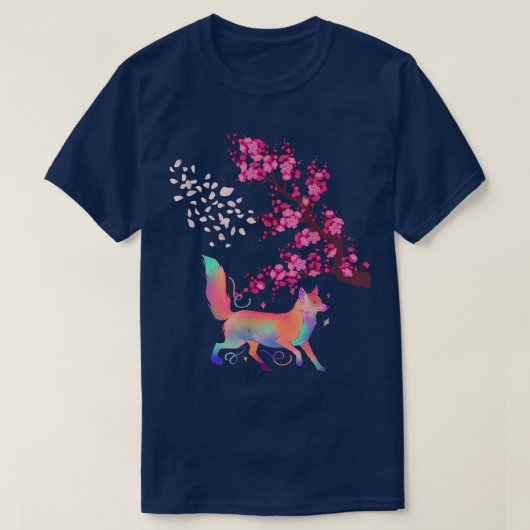 キツネジャパネシェリ花花ヴィンテージプレゼント Tシャツ (デザイン正面)