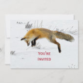 キツネジャンプ雪上写真クリスマス 招待状 (正面)