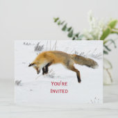 キツネジャンプ雪上写真クリスマス 招待状 (スタンド正面)