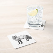 キツネスケッチ スクエアペーパーコースター (インサイチュ)