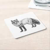 キツネスケッチ スクエアペーパーコースター (アングル)