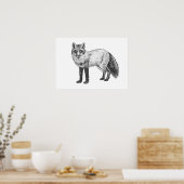 キツネスケッチ ポスター (キッチン)