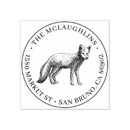 キツネスケッチ |ラウンドファミリ名と差出人住所 ラバースタンプ