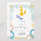 キツネスケートで滑る誕生日招待状 招待状 (正面/裏面)