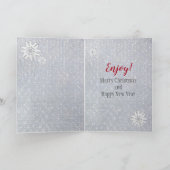 キツネスノーフレークシルバーグリッターエレガントクリスマスアート シーズンカード (内部)