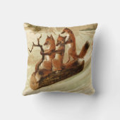 キツネズライオンログヴィンテージクリスマスプリント クッション (裏面)