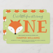 キツネターニング第1動物誕生日 招待状 (正面/裏面)