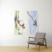 キツネテリアが公園の水の色で凧を追う タペストリー (インサイチュ(横))