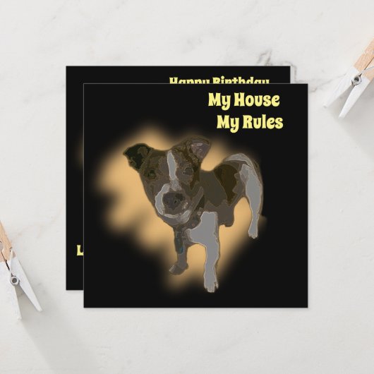 キツネテリアウォーターカラー、フラット誕生日カード (正面/裏面インサイチュ)