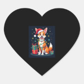 キツネテリアクリスマス照明サンタキツネテリアドッグCh ハートシール (正面)