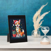 キツネテリアクリスマス照明サンタキツネテリアドッグCh フォトプラーク (側面)