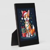 キツネテリアクリスマス照明サンタキツネテリアドッグCh フォトプラーク (側面)