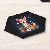 キツネテリアクリスマス照明サンタキツネテリアドッグCh ペーパーコースター (アングル)