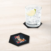 キツネテリアクリスマス照明サンタキツネテリアドッグCh ペーパーコースター (インサイチュ)