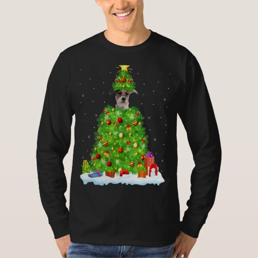 キツネテリアクリスマス照明ツリーおもしろいキツネテリアC Tシャツ (正面)