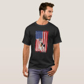 キツネテリアドッグアメリカ国旗Juの4番目の愛国的 Tシャツ (正面フル)