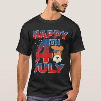 キツネテリアードッグ愛国的な幸せ2021年7月4日 Tシャツ