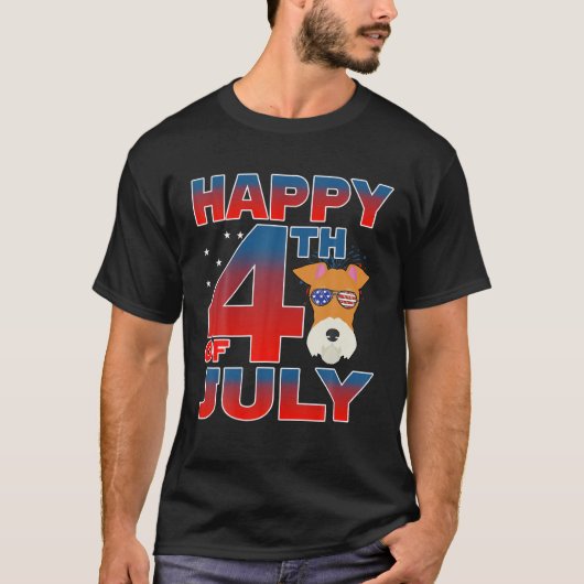 キツネテリアードッグ愛国的な幸せ2021年7月4日 Tシャツ (正面)