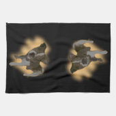 キツネテリア水彩皿タオル キッチンタオル (横)