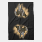 キツネテリア水彩皿タオル キッチンタオル (縦)