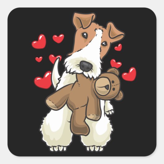 キツネテリア盗毛ぬいぐるみ犬 スクエアシール (正面)