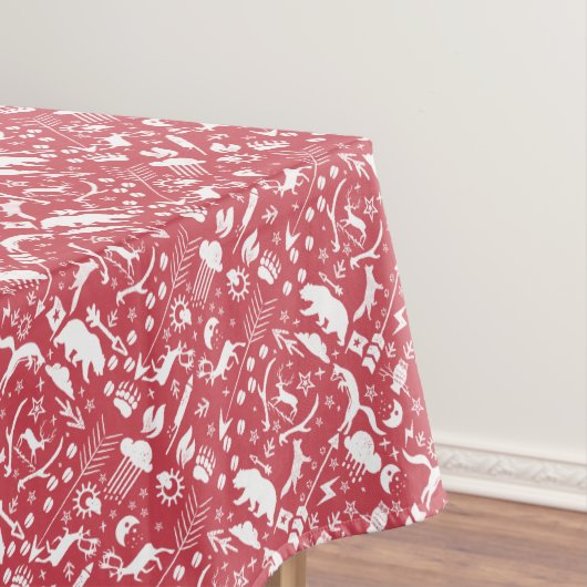 キツネディアベアパターンコテージ狩りロッジ テーブルクロス (インサイチュ)