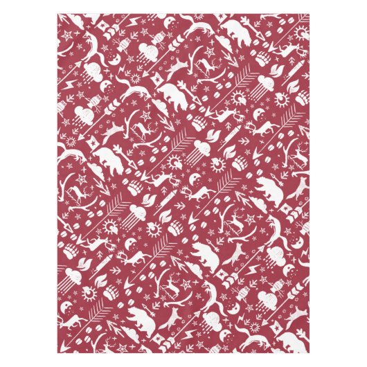 キツネディアベアパターンコテージ狩りロッジ テーブルクロス (正面)