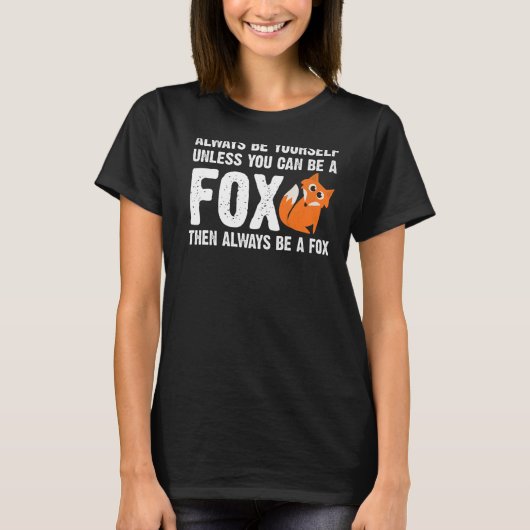 キツネデザイン女男性へ性キツネ野生動物 Tシャツ (正面)