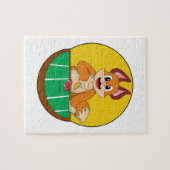 キツネトランプのポーカートランプのポーカーチップ ジグソーパズル (横)