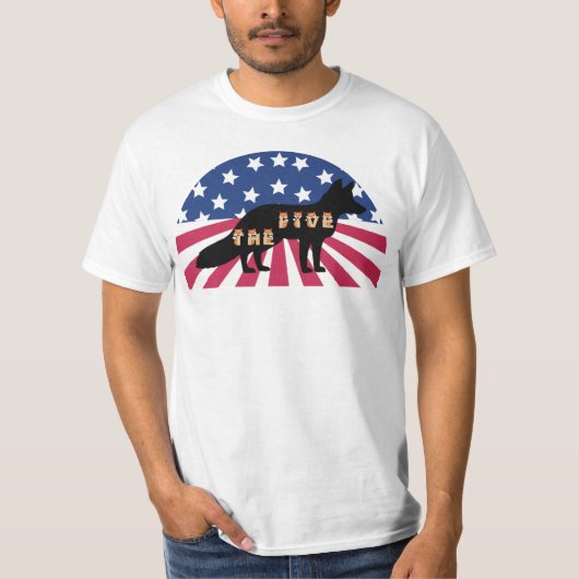 キツネニュース五キツネとアメリカ国旗 Tシャツ (正面)