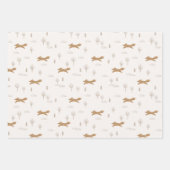 キツネハウス雪だるまミュートカラークリスマスホリデー ラッピングペーパーシート (正面)