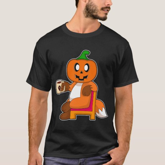 キツネハロウィーンパンプキンコーヒー Tシャツ (正面)