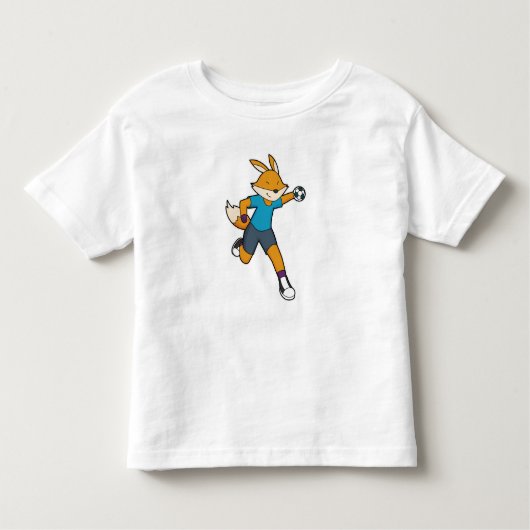 キツネハンドボール選手ハンドボール トドラーTシャツ (正面)