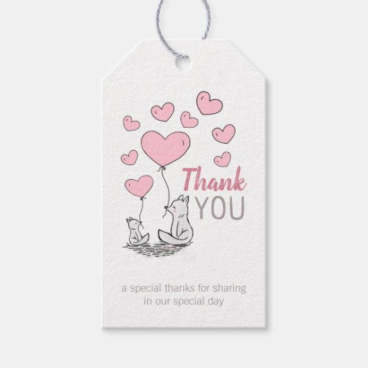 キツネハートベイビーシャワープレゼント感謝タグ ギフトタグ (正面)