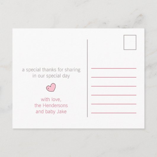 キツネハートベビーシャワーありがとうはがき インビテーションポストカード (裏面)