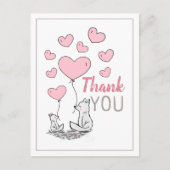 キツネハートベビーシャワーありがとうはがき インビテーションポストカード (正面)