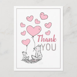 キツネハートベビーシャワーありがとうはがき インビテーションポストカード