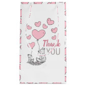 キツネハートベビーシャワーありがとう好意 スモールペーパーバッグ (正面)