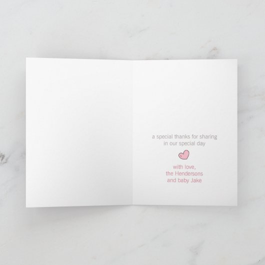 キツネハートベビーシャワーサンキューカード 招待状 (内部)