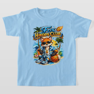 キツネバスケクラブ 子供Tシャツ | かわいい夏のバスケットボール Tシャツ